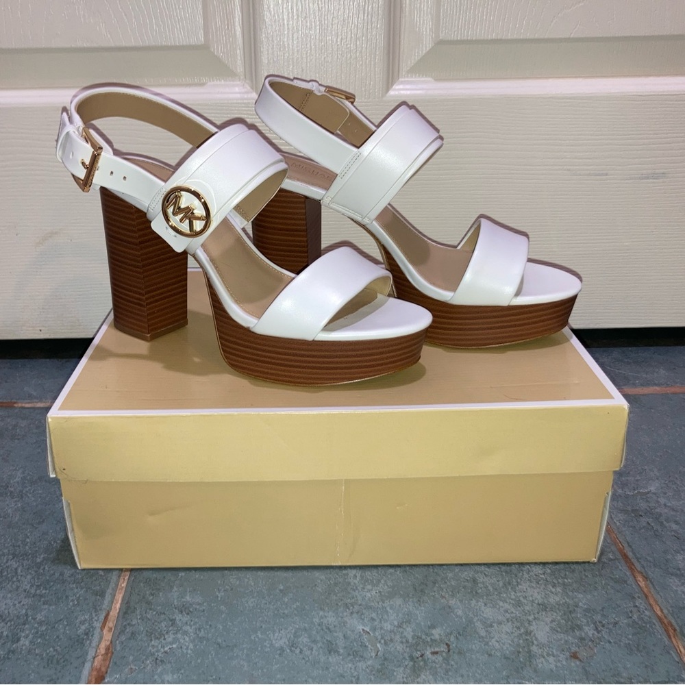 Michael Kors white heeled sandals